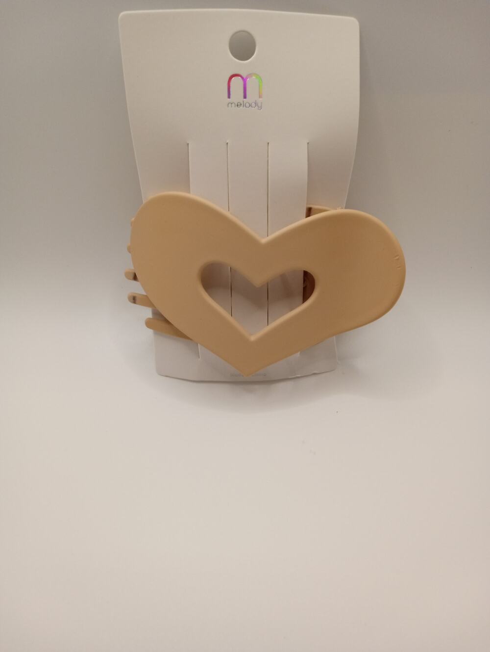 Tan Light Brown Heart Shaped Hair Clip Claw Barrette 910
